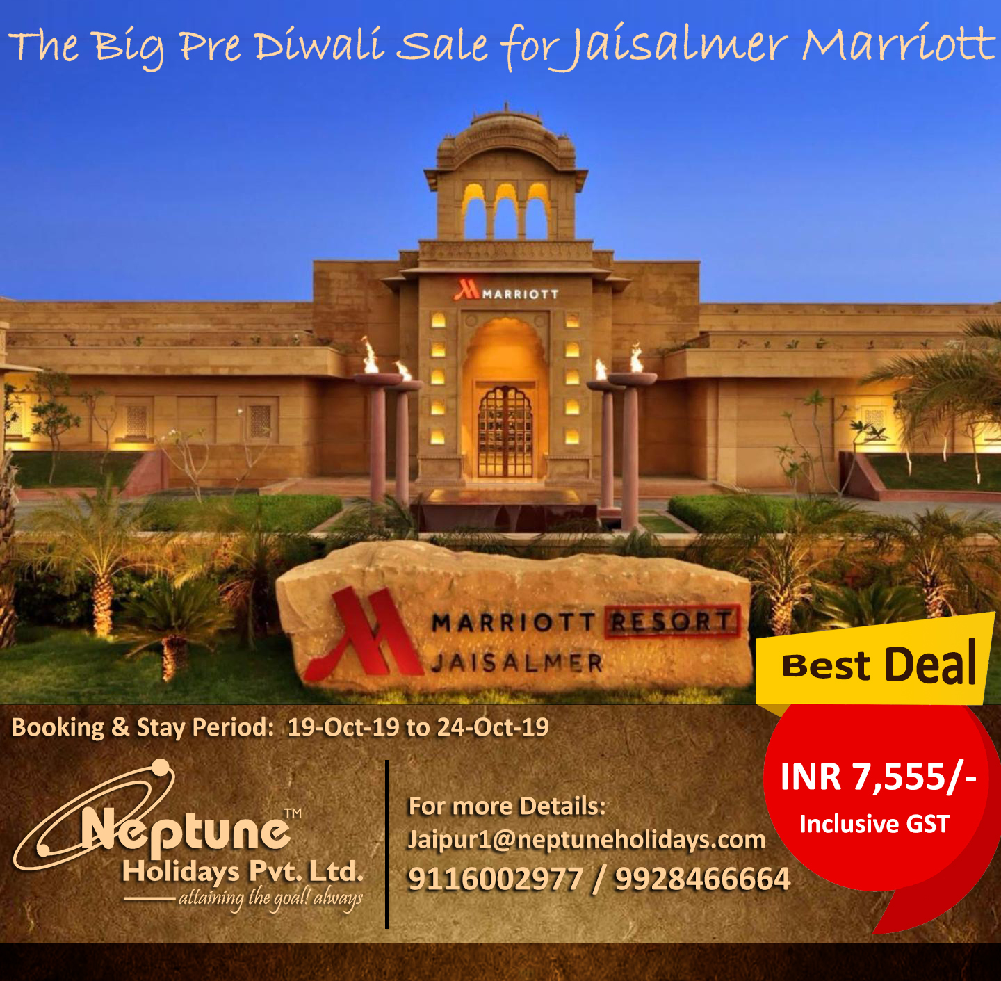 The Big Pre Diwali Sale for Jaisalmer Marriott